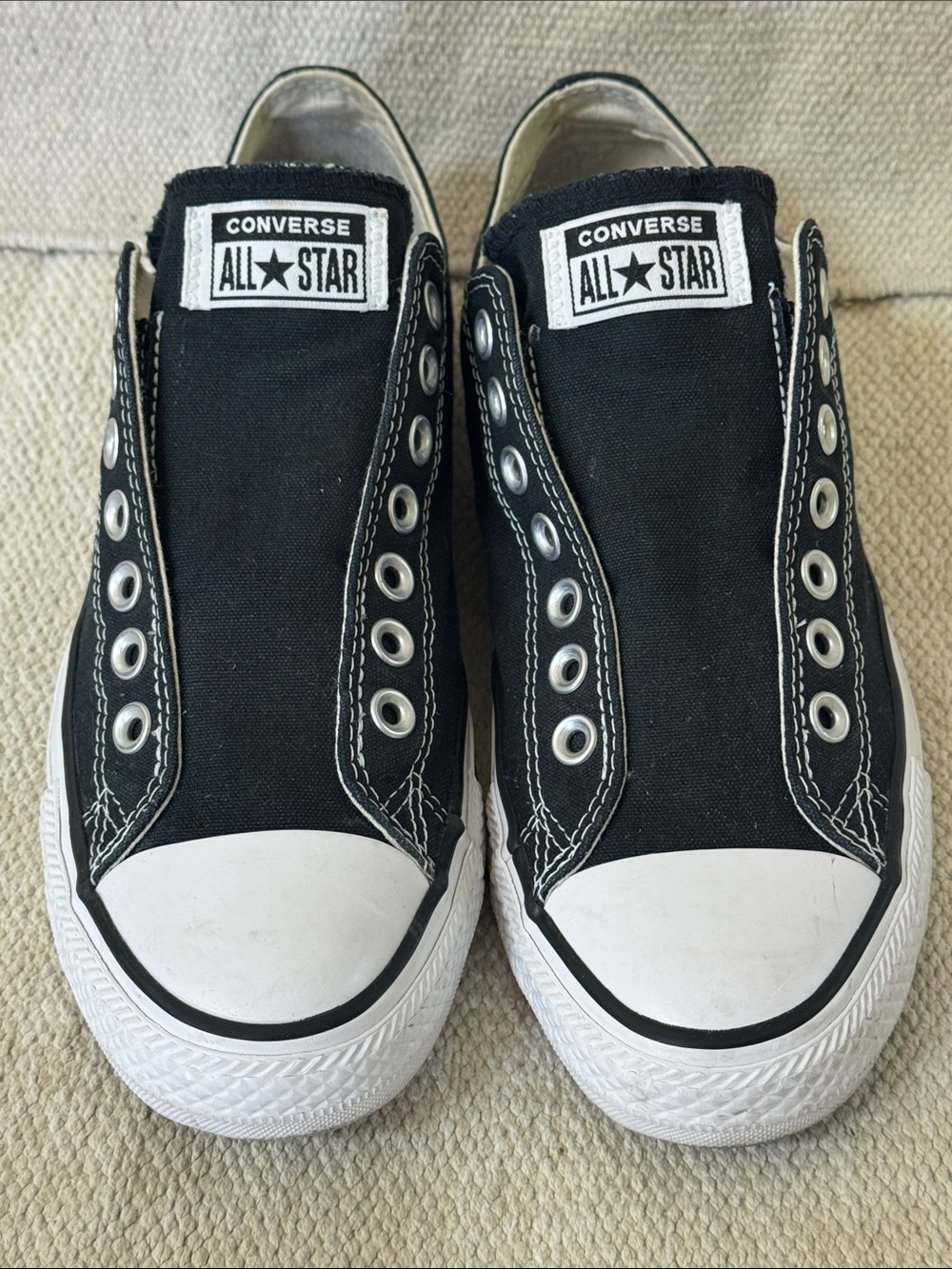 Converse men’s 7 1/2 - wm’s 9.5 - eur 41 Black Low Top Slip-On Canvas Sneakers - Picture 6 of 13